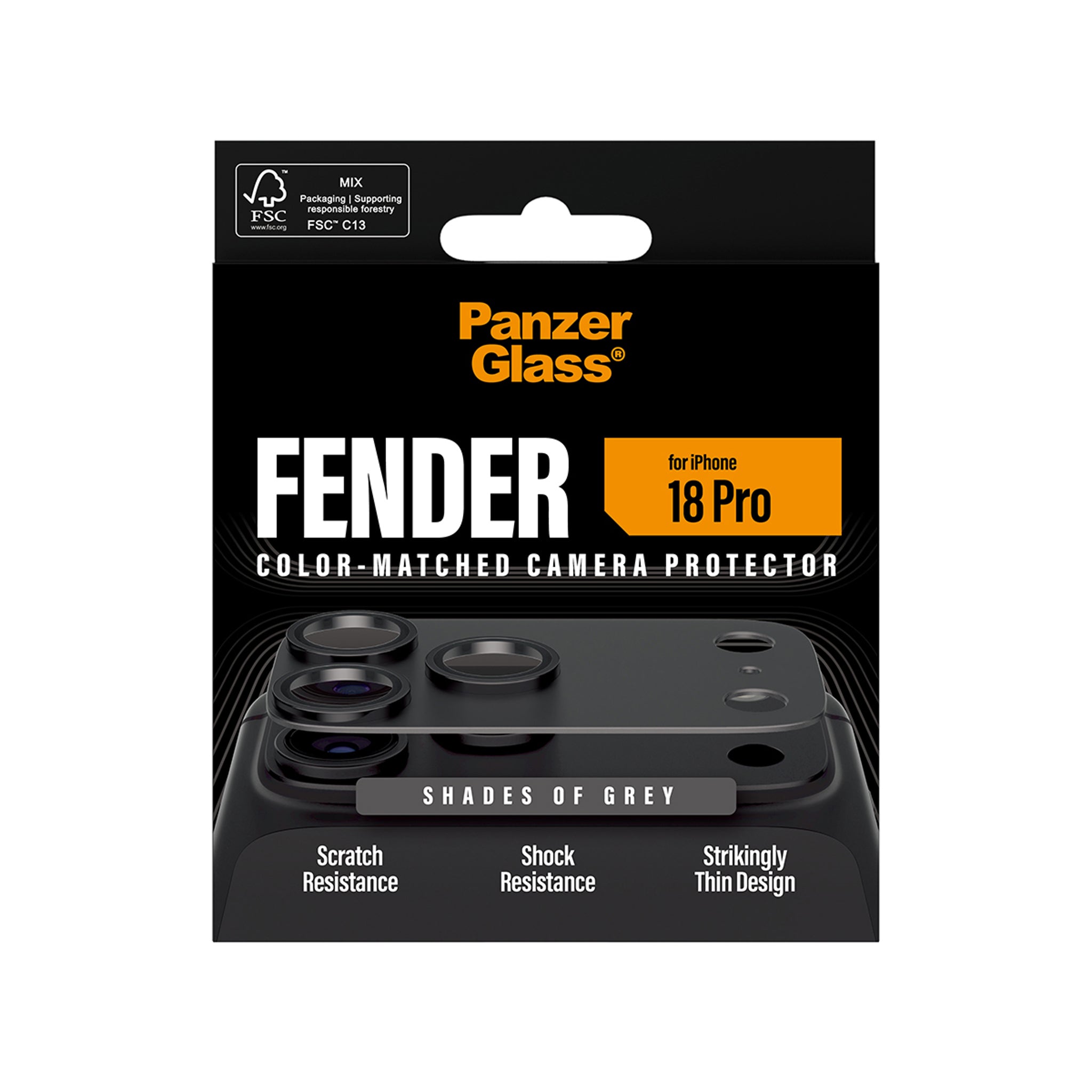 PanzerGlass® Fender Kamerabeskytter Shades of Grey iPhone 18 Pro